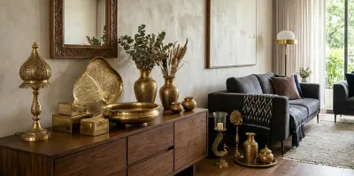 Handmade brass home decor handicrafts from India showcasing traditional craftsmanship and luxury interior decoration items
