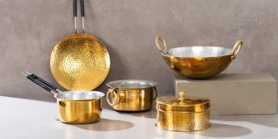Export-quality handmade brass kitchenware for commercial kitchens manufactured in India by OneTrend