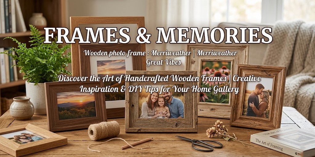 Handcrafted wooden photo frames displayed on a table showcasing rustic home décor and memory display ideas