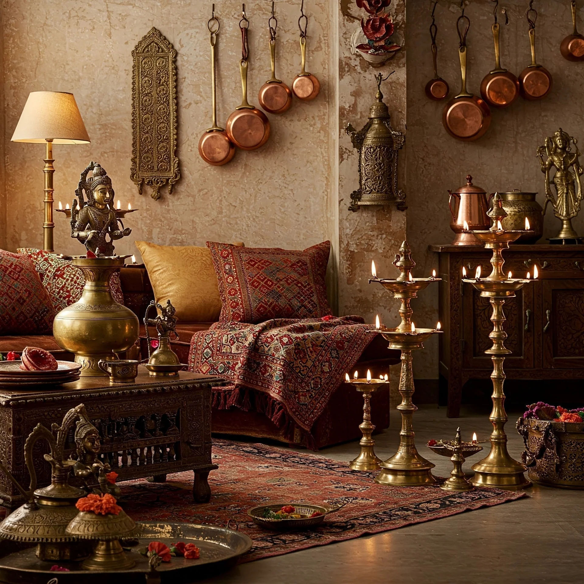 Premium brass home decor collection showcasing idols, wall decor, and luxury decorative items by OneTrend manufacturer