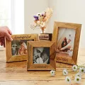 Handcrafted wooden photo frames in decorative designs and premium finishes displayed as elegant home décor accessories.