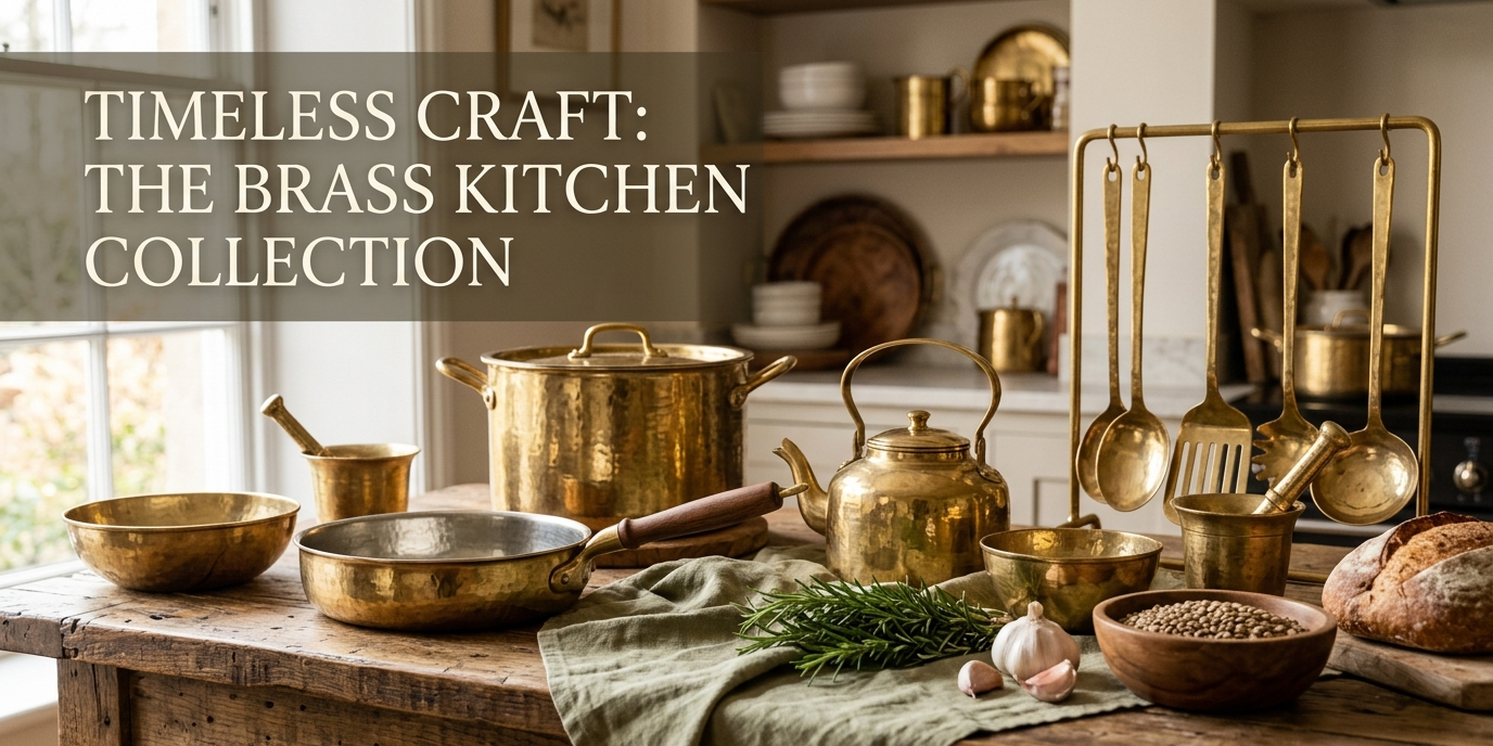 Brass kitchenware manufacturer supplying premium handcrafted brass utensils for Middle East importers and wholesalers