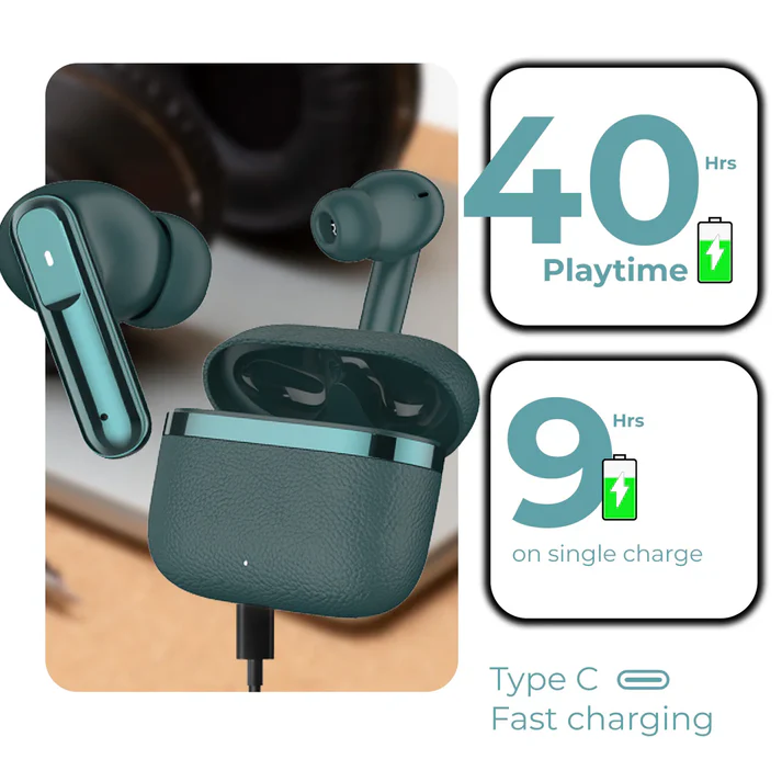 BlackBoar Leaf Truly Wireless in Ear Earbuds with 40H Playtime, ENC Mic, 50ms Low Latency, 10mm Bass Drivers, Type-C Fast Charging, IPX5 Ear Buds TWS - Wireless Earbuds - image 5