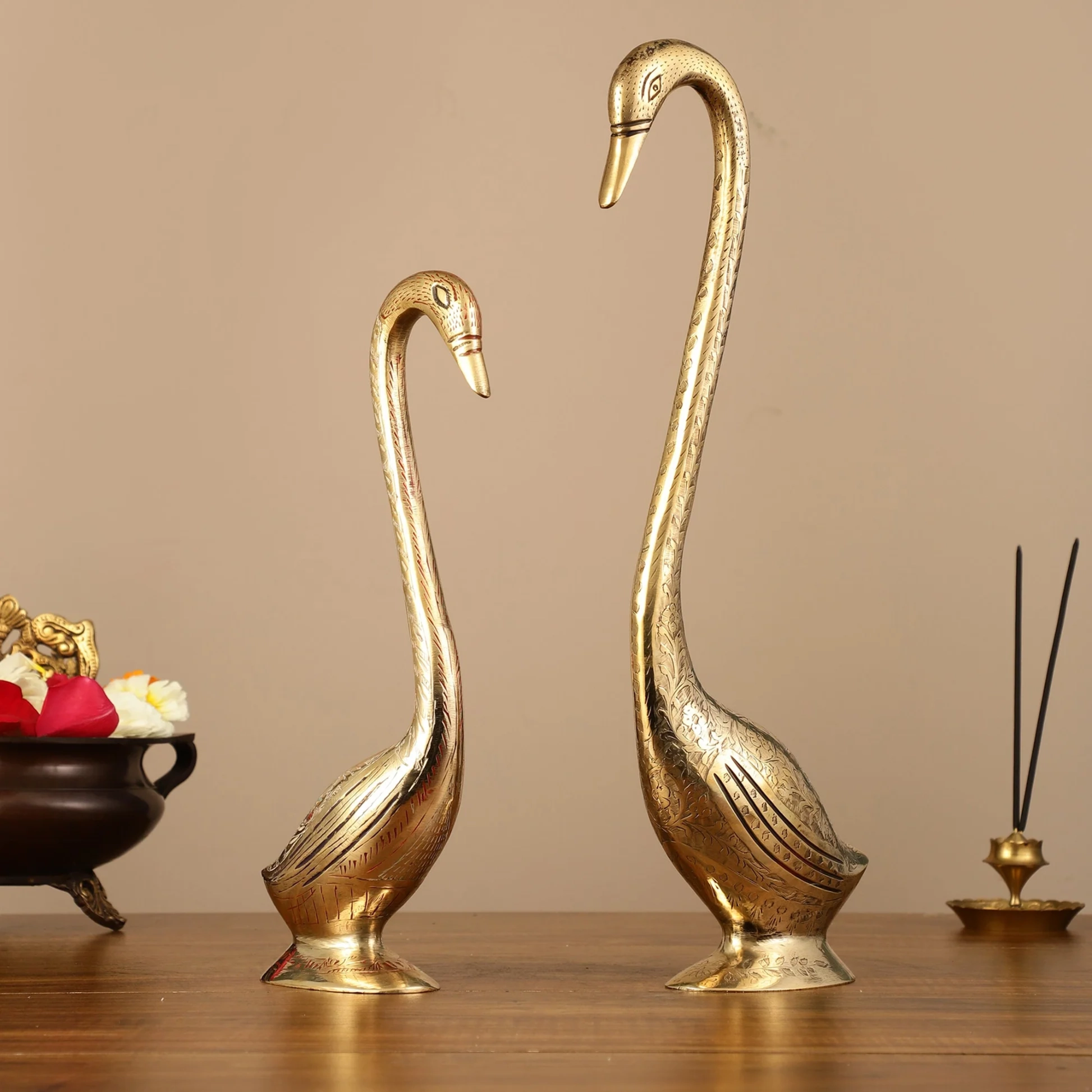 Premium Handmade Brass Swan Figurines Export Quality Indian Metal Handicraft for Wholesale Buyers