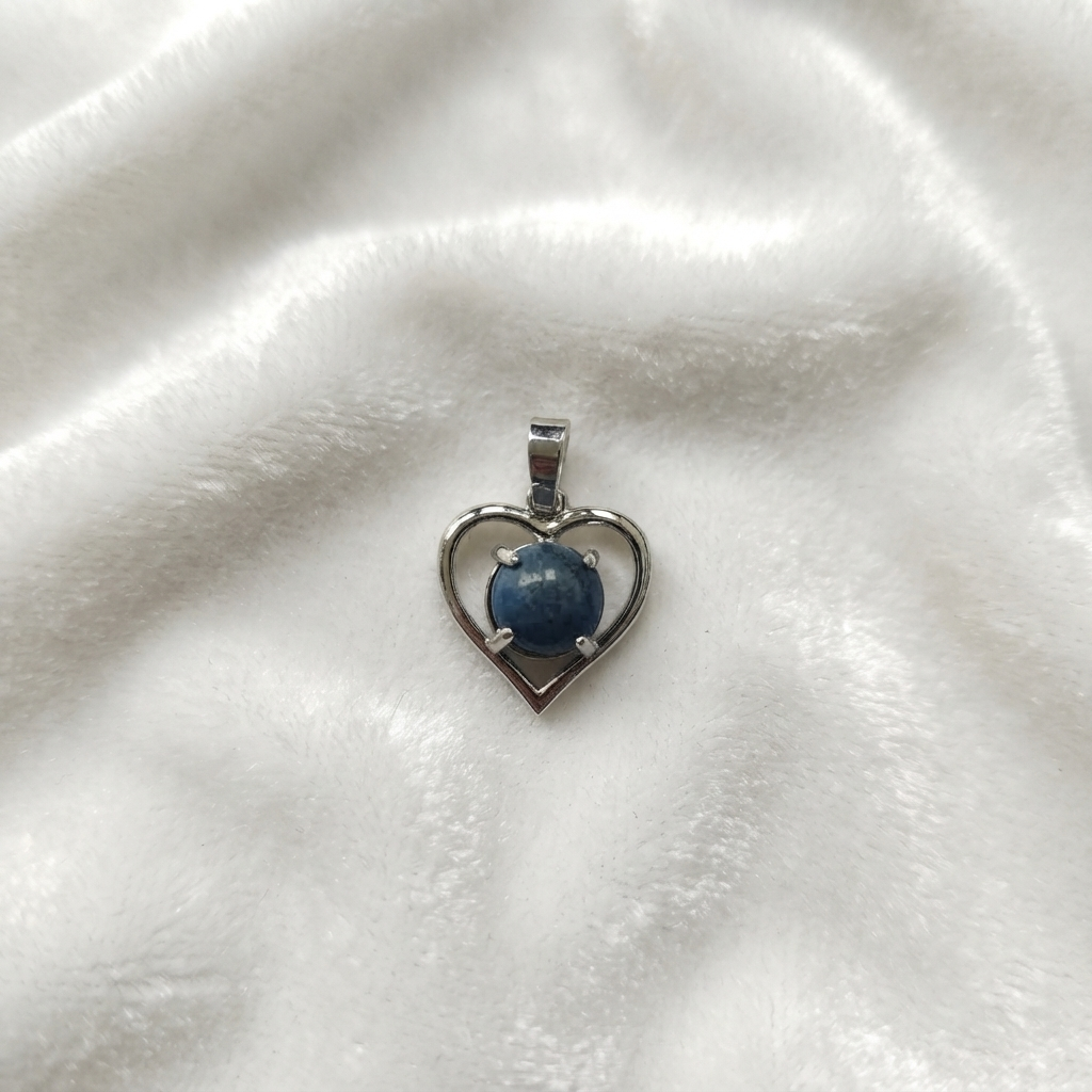 Blue Gemstone Heart Pendant Necklace With Included Chain