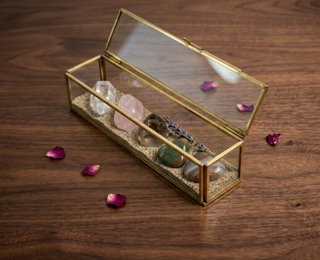 Handmade transparent glass decorative box for jewelry storage, gifting, and modern home decoration
