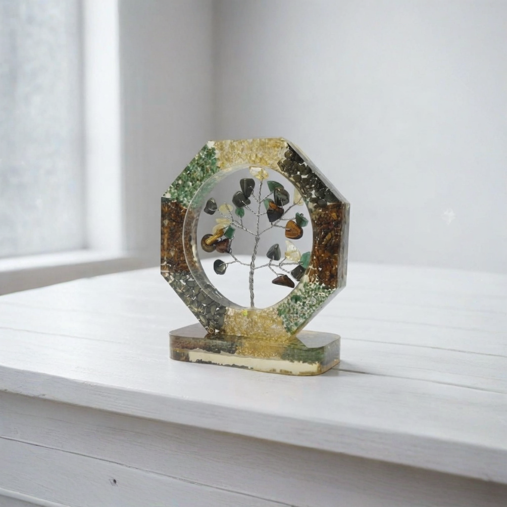 Orgonite Gemstone Tree Of Life Symbol In Clear Geometric Display