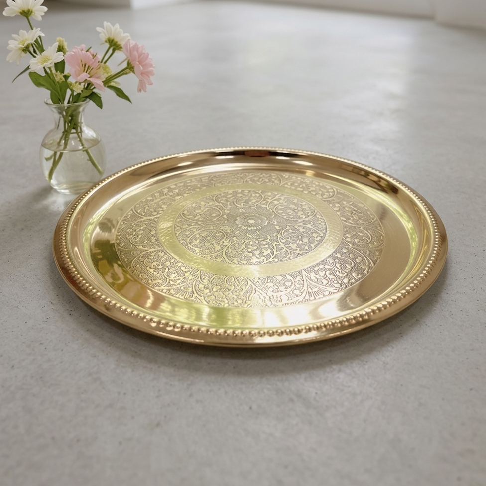 Premium Brass Plate For Home – Handmade Brass Kitchenware in Solid Brass from India