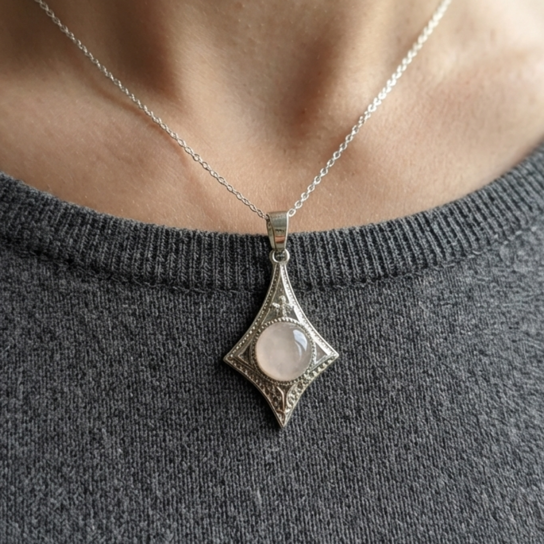 Rose Quartz Kite Pendant With Light Pink Stone