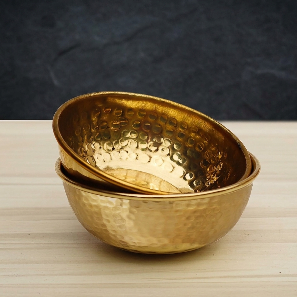 Rustic Hammered Brass Bowl – Handmade Brass Kitchenware in Pure Brass from India