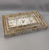 Bird Design Nesting Tray Set with Gold Botanical Artwork