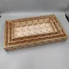 Decorative serving tray set with geometric gold pattern for luxury home décor