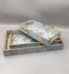 Floral Nesting Serving Tray Set with Bird and Floral Design