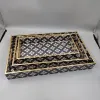 Geometric Nesting Serving Tray Set with Gold Accent Border