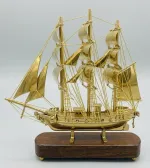 Antique style brass sailing ship miniature for executive desk, living room showcase, and luxury decor collection