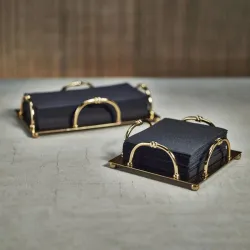 Arch brass cocktail napkin holder for luxury dining tables