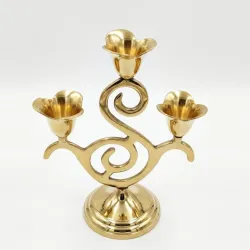 Premium solid brass three arm candle stand manufacturer India