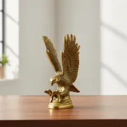 Luxury Brass Eagle Sculpture with Detailed Wings | Handmade Brass Home Decor Gift Item