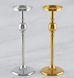 Modern metal pillar candle holder stand in gold and silver finish