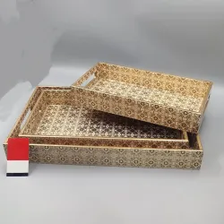 Moroccan Pattern Nesting Serving Tray Set with Decorative Geometric Design