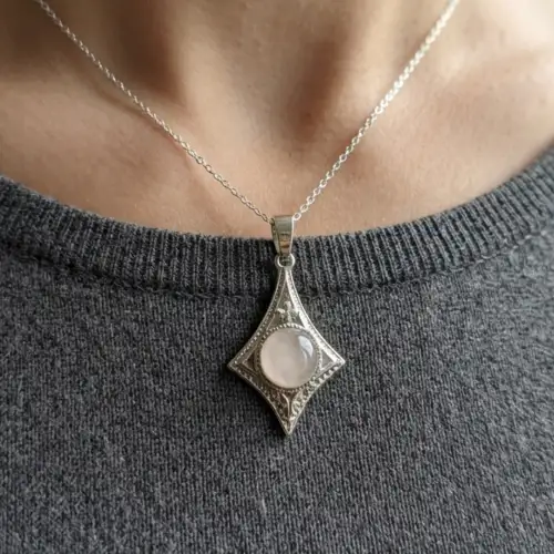 Rose Quartz Kite Pendant With Light Pink Stone